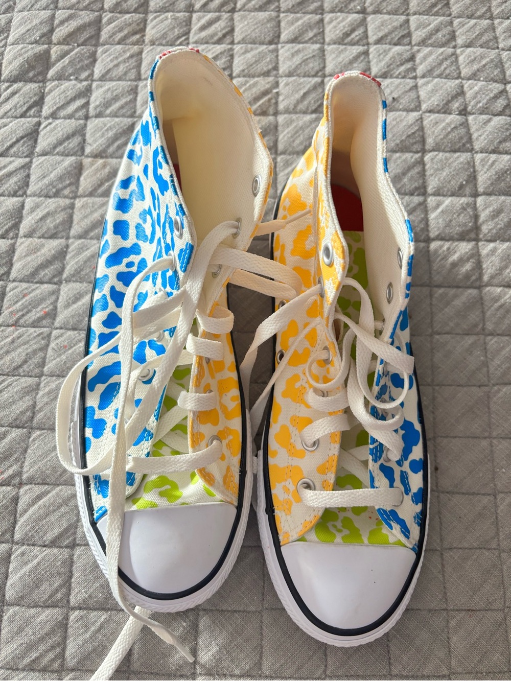 Women’s Colorblock Canvas High-Top Sneakers - Blue/Yellow/Green